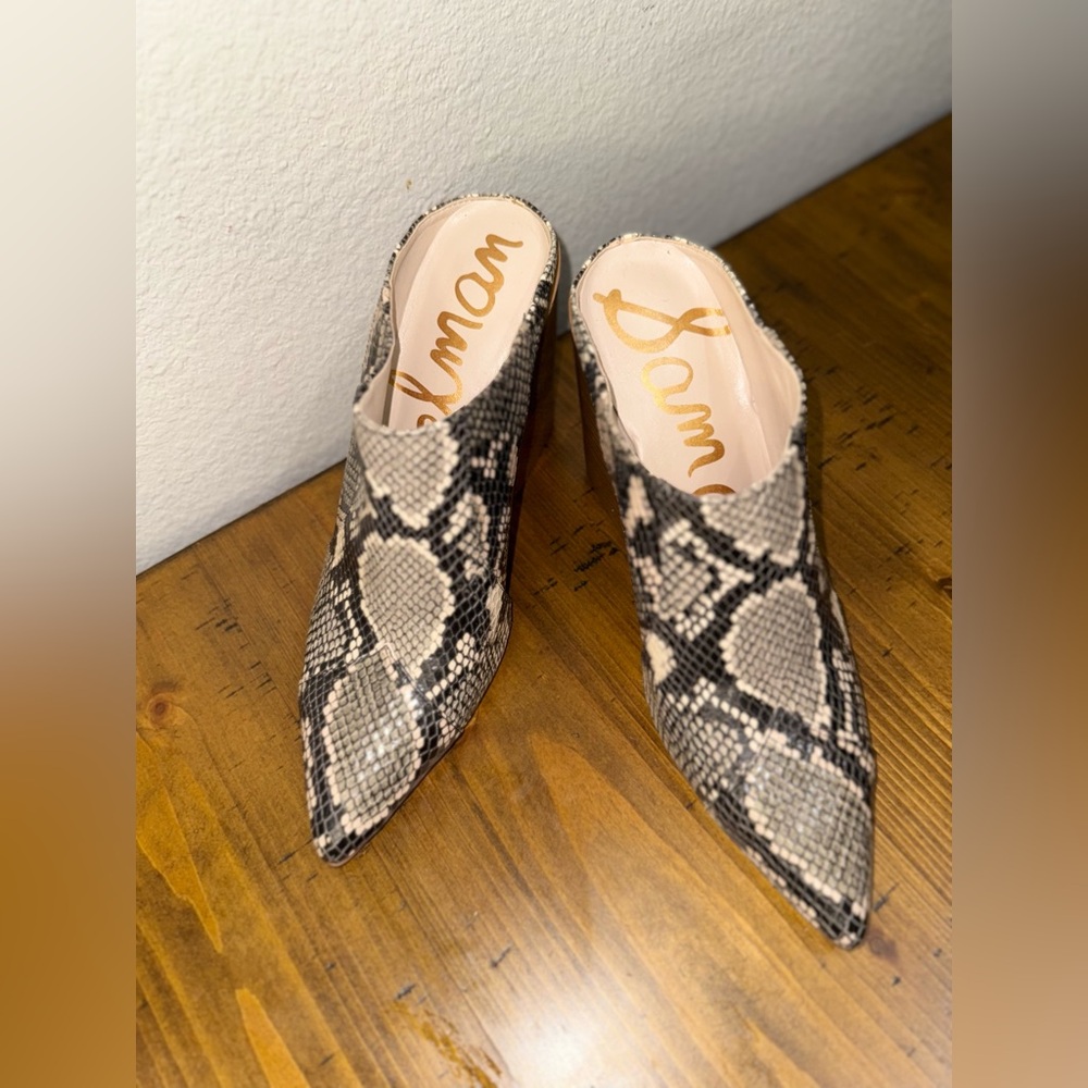 Sam Edelman Snake Print Pointed Toe Mule Heel Western Chic Y2K 7.5 - Picture 7 of 10